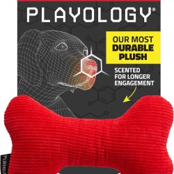 Playology Plush Dog Toy with Squeaky Bone, Natural Beef with Interactive Squeaker for Medium Dogs up to 50 lbs, Easy to Clean, Squeak, Chew, Throw Playology Plush Dog Toy with Squeaky Bone, Natural Beef with Interactive Squeaker for Medium Dogs up to 50 lbs, Easy to Clean, Squeak, Chew, Throw