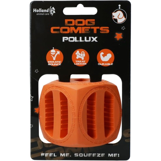 Pollux - Treat Hideaway - Dog Toy - Intelligence Toy - Cube - Rubber - 5.5 x 5.5 cm - Orange Pollux - Treat Hideaway - Dog Toy - Intelligence Toy - Cube - Rubber - 5.5 x 5.5 cm - Orange
