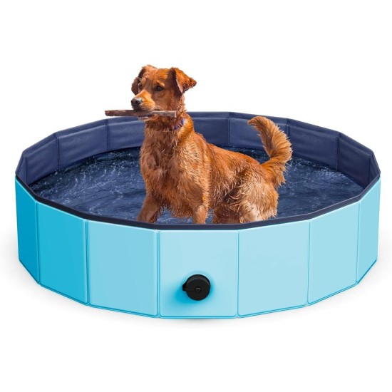 Pool for Dogs and Cats, 160 x 30 cm, Hard Pool for Indoor and Outdoor Use, Non-Slip and Foldable, Made of Durable PVC Material, Red and Blue Pool for Dogs and Cats, 160 x 30 cm, Hard Pool for Indoor and Outdoor Use, Non-Slip and Foldable, Made of Durable PVC Material, Red and Blue