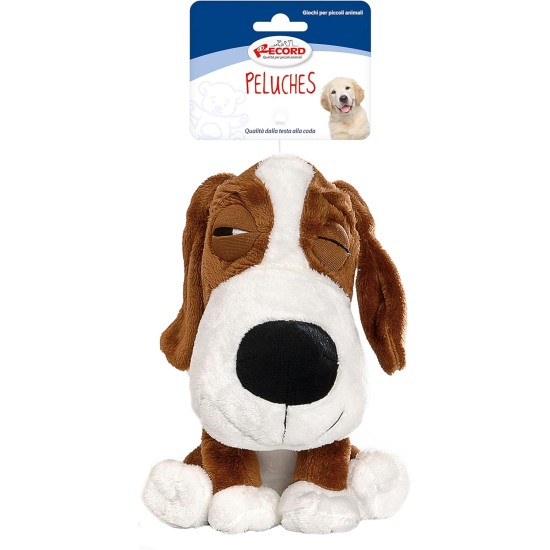 Record - Cuddly Toy for Dogs with Squeaker Lazy Dog - Size 20 cm Soft Fabric - Bite-Resistant - Cute Cuddly Toy for Puppies Dogs Record - Cuddly Toy for Dogs with Squeaker Lazy Dog - Size 20 cm Soft Fabric - Bite-Resistant - Cute Cuddly Toy for Puppies Dogs