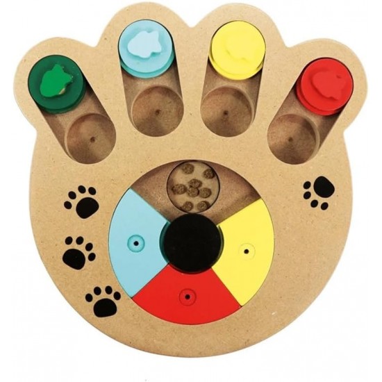 Record Paw Game for Dogs, Difficulty Level 3, Light Walnut Puzzle with Non-Slip Base, Size 24 x 24 x 2.5 cm Record Paw Game for Dogs, Difficulty Level 3, Light Walnut Puzzle with Non-Slip Base, Size 24 x 24 x 2.5 cm
