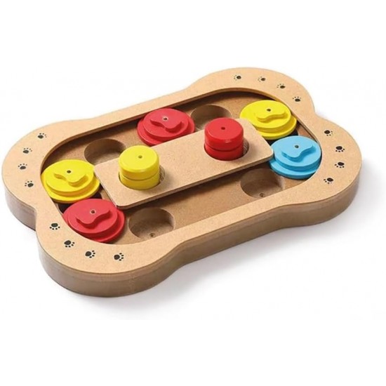 Record Paw Game for Dogs, Difficulty Level 3, Light Walnut Puzzle with Non-Slip Base, Size 24 x 24 x 2.5 cm Record Paw Game for Dogs, Difficulty Level 3, Light Walnut Puzzle with Non-Slip Base, Size 24 x 24 x 2.5 cm