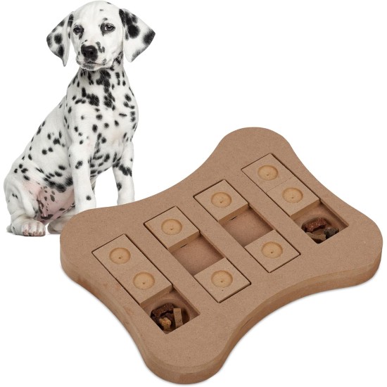 Relaxdays Dog Intelligence Toy, Interactive Food Toy, Hide Treat, Sniffing Game, MDF, Natural, 1 Piece Relaxdays Dog Intelligence Toy, Interactive Food Toy, Hide Treat, Sniffing Game, MDF, Natural, 1 Piece