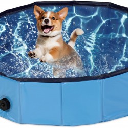 Relaxdays Dog Pool, H x D: 20 x 80 cm, Foldable, with Drain Valve, Dog Paddling Pool for Cooling, PVC & MDF, Blue Relaxdays Dog Pool, H x D: 20 x 80 cm, Foldable, with Drain Valve, Dog Paddling Pool for Cooling, PVC & MDF, Blue