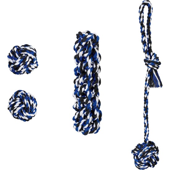 Relaxdays Dog Toy Set, 4 Pieces, Knot & Cord, Small & Medium Dogs, Teething Toy, Cotton, Multi-Colour Relaxdays Dog Toy Set, 4 Pieces, Knot & Cord, Small & Medium Dogs, Teething Toy, Cotton, Multi-Colour