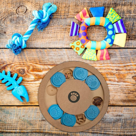 Relaxdays Intelligence Toy for Dogs, Hide Treats, Interactive Dog Toy, Intelligence, MDF, Natural/Blue, 1 Piece Relaxdays Intelligence Toy for Dogs, Hide Treats, Interactive Dog Toy, Intelligence, MDF, Natural/Blue, 1 Piece