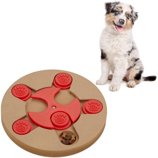 Relaxdays Intelligence Toy for Dogs, Hide Treats, Interactive Dog Toy, Intelligence, MDF, Natural/Red, 1 Piece Relaxdays Intelligence Toy for Dogs, Hide Treats, Interactive Dog Toy, Intelligence, MDF, Natural/Red, 1 Piece
