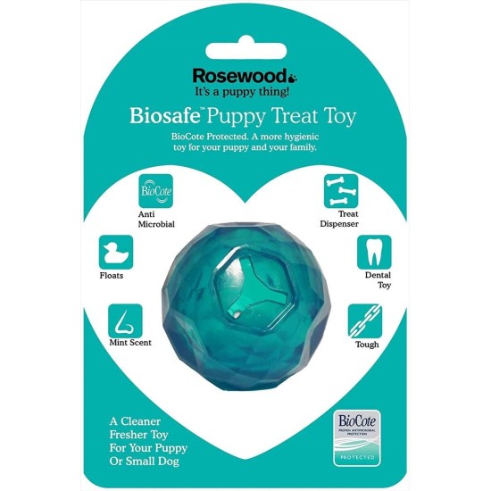 Rosewood Biosafe Puppy Treat ball Dispenser Blue