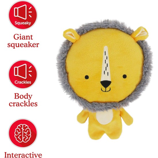 Rosewood Yellow Lion Interactive Plush Dog Toy with Giant Squeaker and Crinkle Body Rosewood Yellow Lion Interactive Plush Dog Toy with Giant Squeaker and Crinkle Body