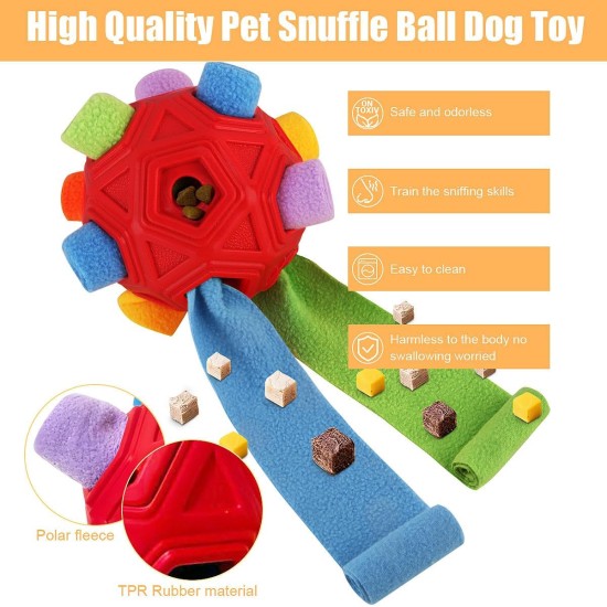 Snuffle Ball for Dogs, Interactive Puzzle Dog Toy, Promotes Natural Foraging, Slow Feeding for Training and Stress Relief, Fabric Strips, Hidden Food Chew Toys for Dogs Snuffle Ball for Dogs, Interactive Puzzle Dog Toy, Promotes Natural Foraging, Slow Feeding for Training and Stress Relief, Fabric Strips, Hidden Food Chew Toys for Dogs
