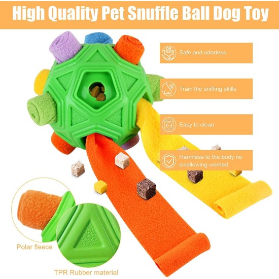 Snuffle Ball for Dogs, Interactive Puzzle Dog Toy, Promotes Natural Foraging, Slow Feeding for Training and Stress Relief, Fabric Strips, Hidden Food Chew Toys for Dogs Snuffle Ball for Dogs, Interactive Puzzle Dog Toy, Promotes Natural Foraging, Slow Feeding for Training and Stress Relief, Fabric Strips, Hidden Food Chew Toys for Dogs