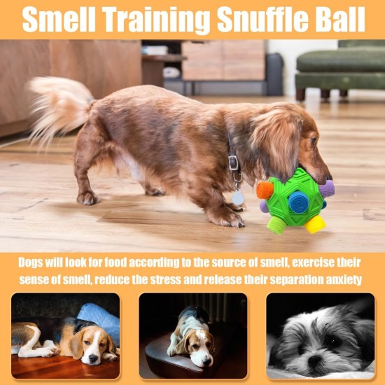 Snuffle Ball for Dogs, Interactive Puzzle Dog Toy, Promotes Natural Foraging, Slow Feeding for Training and Stress Relief, Fabric Strips, Hidden Food Chew Toys for Dogs Snuffle Ball for Dogs, Interactive Puzzle Dog Toy, Promotes Natural Foraging, Slow Feeding for Training and Stress Relief, Fabric Strips, Hidden Food Chew Toys for Dogs