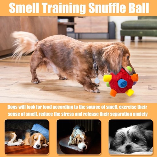 Snuffle Ball for Dogs, Interactive Puzzle Dog Toy, Promotes Natural Foraging, Slow Feeding for Training and Stress Relief, Fabric Strips, Hidden Food Chew Toys for Dogs Snuffle Ball for Dogs, Interactive Puzzle Dog Toy, Promotes Natural Foraging, Slow Feeding for Training and Stress Relief, Fabric Strips, Hidden Food Chew Toys for Dogs