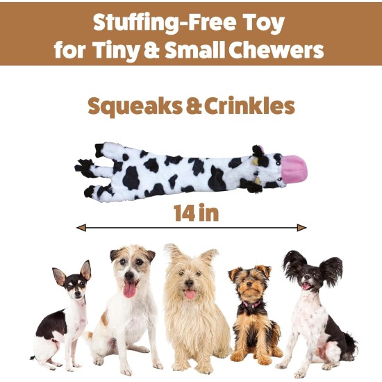 Spot Skinneeez Crinklers | Fabricless Dog Toy with Squeaker for Small Dogs | Crinkle Toy for Small Puppies | 14 Inch | Cow Design | Ethical Pet Spot Skinneeez Crinklers | Fabricless Dog Toy with Squeaker for Small Dogs | Crinkle Toy for Small Puppies | 14 Inch | Cow Design | Ethical Pet