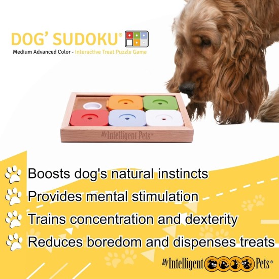 Sudoku Medium Advanced Color - My Intelligent Dogs Interaktives Hundespielzeug aus Holz Intelligentes Spielzeug für Hunde Sudoku Medium Advanced Color - My Intelligent Dogs Interaktives Hundespielzeug aus Holz Intelligentes Spielzeug für Hunde