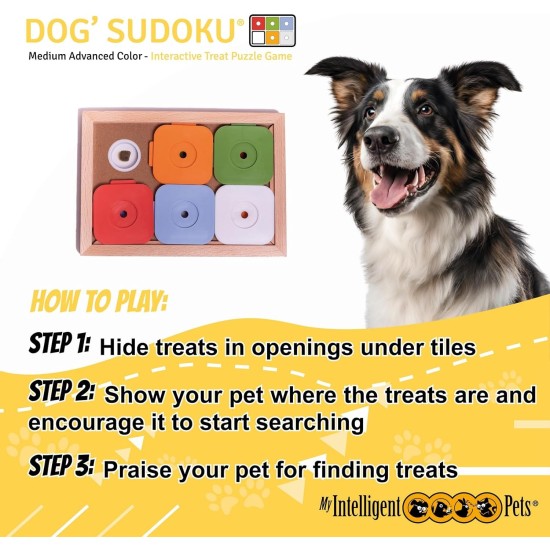Sudoku Medium Advanced Color - My Intelligent Dogs Interaktives Hundespielzeug aus Holz Intelligentes Spielzeug für Hunde Sudoku Medium Advanced Color - My Intelligent Dogs Interaktives Hundespielzeug aus Holz Intelligentes Spielzeug für Hunde