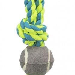 Trixie Denta Fun Rope Ring with Tennis Ball Tugger Toy for Dog, 50 x 6 cm Trixie Denta Fun Rope Ring with Tennis Ball Tugger Toy for Dog, 50 x 6 cm