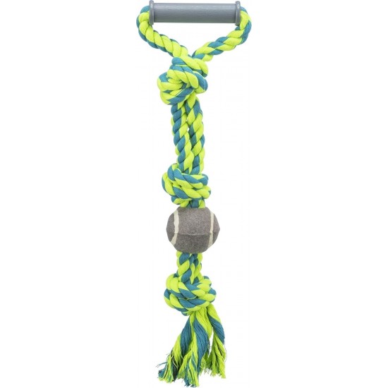 Trixie Denta Fun Rope Ring with Tennis Ball Tugger Toy for Dog, 50 x 6 cm Trixie Denta Fun Rope Ring with Tennis Ball Tugger Toy for Dog, 50 x 6 cm