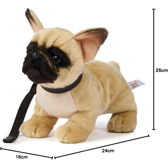Uni-Toys - French Bulldog (Beige) with Lead - 27 cm (Length) - Plush Dog, Great Dane Pet - Plush Toy, Cuddly Toy Uni-Toys - French Bulldog (Beige) with Lead - 27 cm (Length) - Plush Dog, Great Dane Pet - Plush Toy, Cuddly Toy