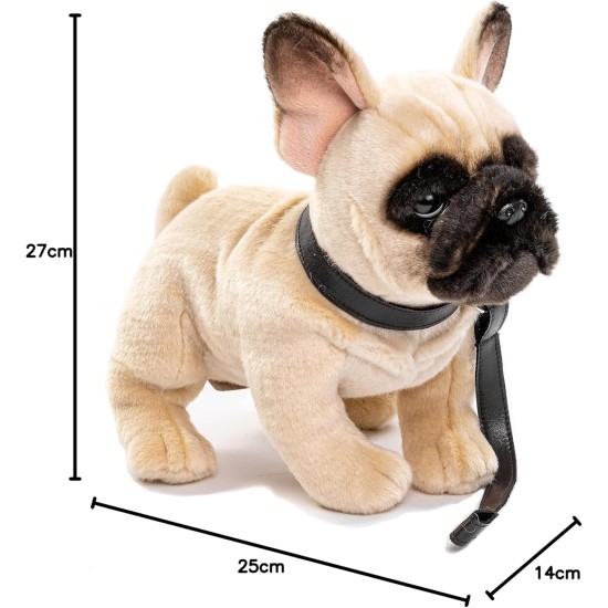 Uni-Toys - French Bulldog (Beige) with Lead - 27 cm (Length) - Plush Dog, Great Dane Pet - Plush Toy, Cuddly Toy Uni-Toys - French Bulldog (Beige) with Lead - 27 cm (Length) - Plush Dog, Great Dane Pet - Plush Toy, Cuddly Toy