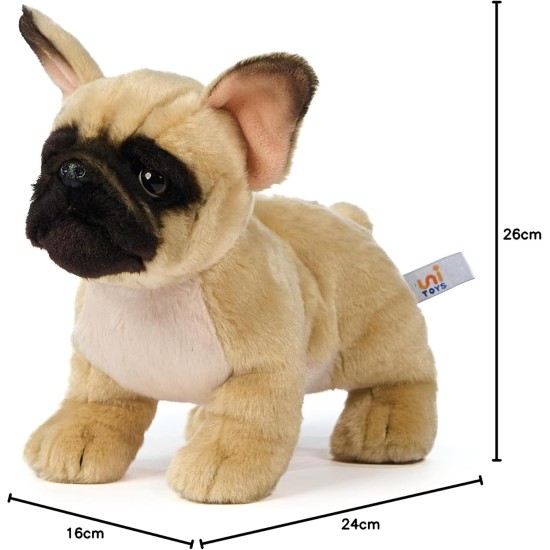 Uni-Toys - French Bulldog (Beige) with Lead - 27 cm (Length) - Plush Dog, Great Dane Pet - Plush Toy, Cuddly Toy Uni-Toys - French Bulldog (Beige) with Lead - 27 cm (Length) - Plush Dog, Great Dane Pet - Plush Toy, Cuddly Toy
