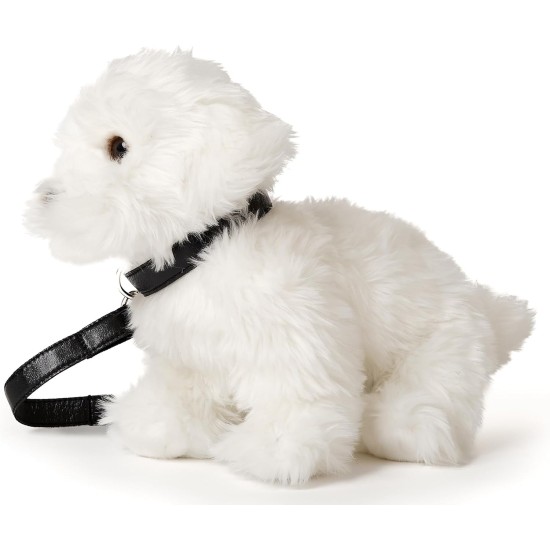 Uni-Toys - Maltese (with lead) - 26 cm (length) - plush dog, pet - plush toy, cuddly toy Uni-Toys - Maltese (with lead) - 26 cm (length) - plush dog, pet - plush toy, cuddly toy