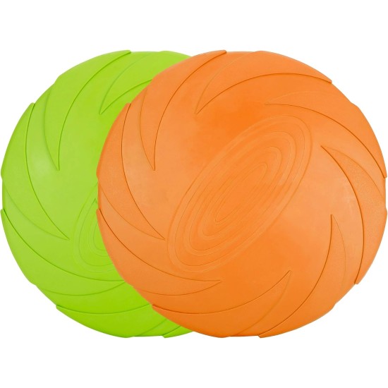 Vivifying Dog Frisbee, Set of 2, 18-cm Dog Frisbee Made of Natural Rubber for Land and Water Vivifying Dog Frisbee, Set of 2, 18-cm Dog Frisbee Made of Natural Rubber for Land and Water