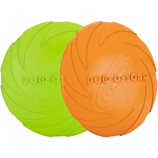 Vivifying Dog Frisbee, Set of 2, 18-cm Dog Frisbee Made of Natural Rubber for Land and Water Vivifying Dog Frisbee, Set of 2, 18-cm Dog Frisbee Made of Natural Rubber for Land and Water