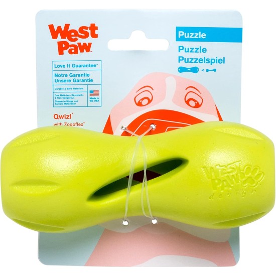 WEST PAW Zogoflex Qwizl Interactive Dog Treat Dispenser, Granny Smith, Small WEST PAW Zogoflex Qwizl Interactive Dog Treat Dispenser, Granny Smith, Small