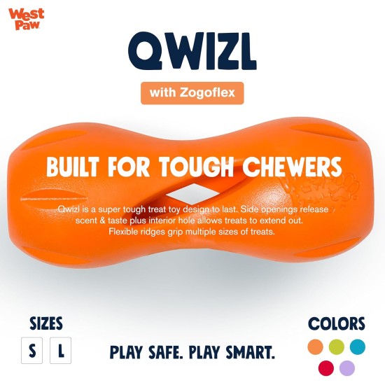 WEST PAW Zogoflex Qwizl Interactive Dog Treat Dispenser, Granny Smith, Small WEST PAW Zogoflex Qwizl Interactive Dog Treat Dispenser, Granny Smith, Small