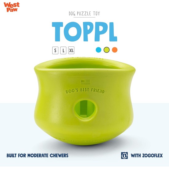 WEST PAW Zogoflex Toppl Treat Dispensing Dog Toy Puzzle - Interactive Chew Toy for Dogs - Dog Toy for Moderate Chewers, Fetch, Catch - Holds Dry Food, Treats, XL WEST PAW Zogoflex Toppl Treat Dispensing Dog Toy Puzzle - Interactive Chew Toy for Dogs - Dog Toy for Moderate Chewers, Fetch, Catch - Holds Dry Food, Treats, XL