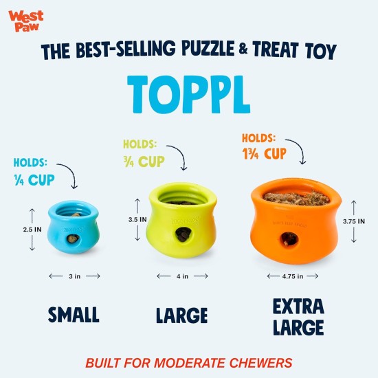 WEST PAW Zogoflex Toppl Treat Dispensing Dog Toy Puzzle - Interactive Chew Toy for Dogs - Dog Toy for Moderate Chewers, Fetch, Catch - Holds Dry Food, Treats, XL WEST PAW Zogoflex Toppl Treat Dispensing Dog Toy Puzzle - Interactive Chew Toy for Dogs - Dog Toy for Moderate Chewers, Fetch, Catch - Holds Dry Food, Treats, XL