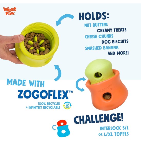 WEST PAW Zogoflex Toppl Treat Dispensing Dog Toy Puzzle - Interactive Chew Toy for Dogs - Dog Toy for Moderate Chewers, Fetch, Catch - Holds Dry Food, Treats, XL WEST PAW Zogoflex Toppl Treat Dispensing Dog Toy Puzzle - Interactive Chew Toy for Dogs - Dog Toy for Moderate Chewers, Fetch, Catch - Holds Dry Food, Treats, XL