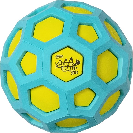 Wham-O Pets Superball Geo Squeak L - 4" Football Shaped Dog Ball with Special Squeaker, Easy Grip Grooves and Durable BPA Free Rubber Wham-O Pets Superball Geo Squeak L - 4" Football Shaped Dog Ball with Special Squeaker, Easy Grip Grooves and Durable BPA Free Rubber