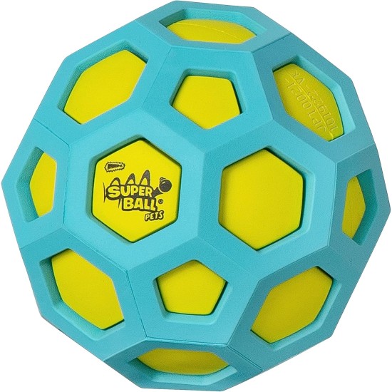 Wham-O Pets Superball Geo Squeak L - 4" Football Shaped Dog Ball with Special Squeaker, Easy Grip Grooves and Durable BPA Free Rubber Wham-O Pets Superball Geo Squeak L - 4" Football Shaped Dog Ball with Special Squeaker, Easy Grip Grooves and Durable BPA Free Rubber