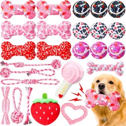 WinnerWhy 25 Pieces Valentine's Day Pet Toys, Includes Dog Tennis Balls with Squeaky Bone, Dog Toy, Rope Toy, Plush Dog Toy for Interactive Training, Boredom WinnerWhy 25 Pieces Valentine's Day Pet Toys, Includes Dog Tennis Balls with Squeaky Bone, Dog Toy, Rope Toy, Plush Dog Toy for Interactive Training, Boredom