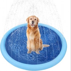 Wouapy Foldable Dog Pool Portable Non-Slip Outdoor Blue with Sprinkler Pump Size S Ø100cm Wouapy Foldable Dog Pool Portable Non-Slip Outdoor Blue with Sprinkler Pump Size S Ø100cm