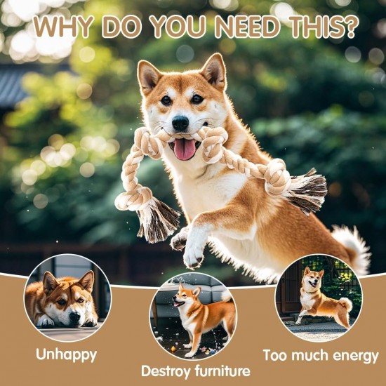 Ycozy XXL Dog Toy Indestructible 100 cm Rope Dog Toy with 6 Knots Dental Health and Teeth Cleaning Types for Medium Large Dogs and Aggressive Chewers Ycozy XXL Dog Toy Indestructible 100 cm Rope Dog Toy with 6 Knots Dental Health and Teeth Cleaning Types for Medium Large Dogs and Aggressive Chewers