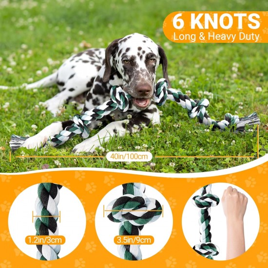 Ycozy XXL Dog Toy Indestructible 100 cm Rope Dog Toy with 6 Knots Dental Health and Teeth Cleaning Types for Medium Large Dogs and Aggressive Chewers Ycozy XXL Dog Toy Indestructible 100 cm Rope Dog Toy with 6 Knots Dental Health and Teeth Cleaning Types for Medium Large Dogs and Aggressive Chewers