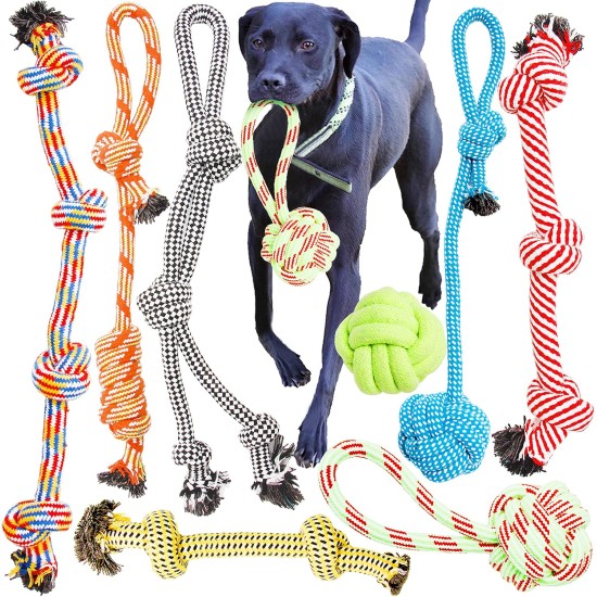 Youngever Large Dog Rope Toy Set for Large Dogs, Puppy Dogs, Puppy Chew Toy, Teething Toy, Dog Rope Chew Toy for Medium to Large Dogs (Pack of 8) Youngever Large Dog Rope Toy Set for Large Dogs, Puppy Dogs, Puppy Chew Toy, Teething Toy, Dog Rope Chew Toy for Medium to Large Dogs (Pack of 8)