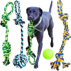 Youngever Large Dog Rope Toy Set for Large Dogs, Puppy Dogs, Puppy Chew Toy, Teething Toy, Dog Rope Chew Toy for Medium to Large Dogs (Pack of 4) Youngever Large Dog Rope Toy Set for Large Dogs, Puppy Dogs, Puppy Chew Toy, Teething Toy, Dog Rope Chew Toy for Medium to Large Dogs (Pack of 4)