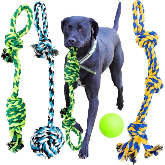 Youngever Large Dog Rope Toy Set for Large Dogs, Puppy Dogs, Puppy Chew Toy, Teething Toy, Dog Rope Chew Toy for Medium to Large Dogs (Pack of 4) Youngever Large Dog Rope Toy Set for Large Dogs, Puppy Dogs, Puppy Chew Toy, Teething Toy, Dog Rope Chew Toy for Medium to Large Dogs (Pack of 4)