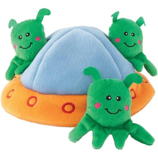Zippy Paws ZP950 Burrow Aliens in UFO Dog Toy, 200 g