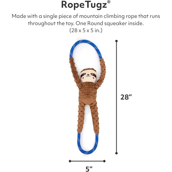 ZippyPaws - Monkey RopeTugz Squeaky and Plush Rope Dog Toy, Red ZippyPaws - Monkey RopeTugz Squeaky and Plush Rope Dog Toy, Red