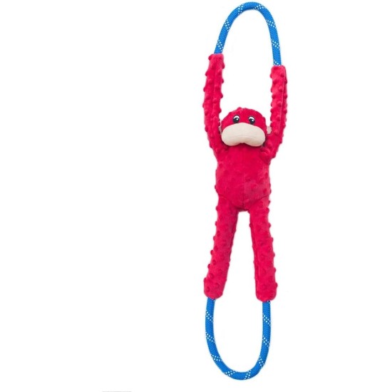 ZippyPaws - Monkey RopeTugz Squeaky and Plush Rope Dog Toy, Red