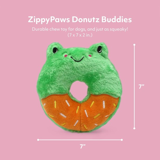 ZippyPaws Donutz Buddies - Frog | Squeaky Dog Toy in Donut Shape | Durable and Soft Plush Toy for Dogs | Perfect for Playing and Chewing | No Filling ZippyPaws Donutz Buddies - Frog | Squeaky Dog Toy in Donut Shape | Durable and Soft Plush Toy for Dogs | Perfect for Playing and Chewing | No Filling