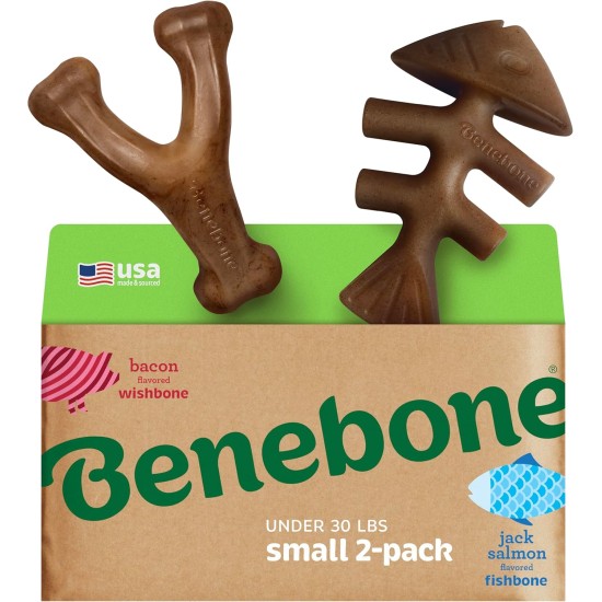 Benebone Durable Dog Chew Toy Box for Aggressive Chewers with Wishbone, Fishbone, Stick & Zaggler, Medium Benebone Durable Dog Chew Toy Box for Aggressive Chewers with Wishbone, Fishbone, Stick & Zaggler, Medium