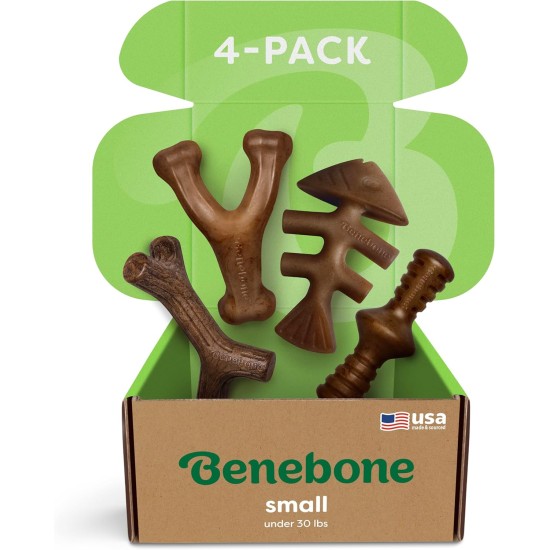 Benebone Durable Dog Chew Toy Box for Aggressive Chewers with Wishbone, Fishbone, Stick & Zaggler, Medium Benebone Durable Dog Chew Toy Box for Aggressive Chewers with Wishbone, Fishbone, Stick & Zaggler, Medium