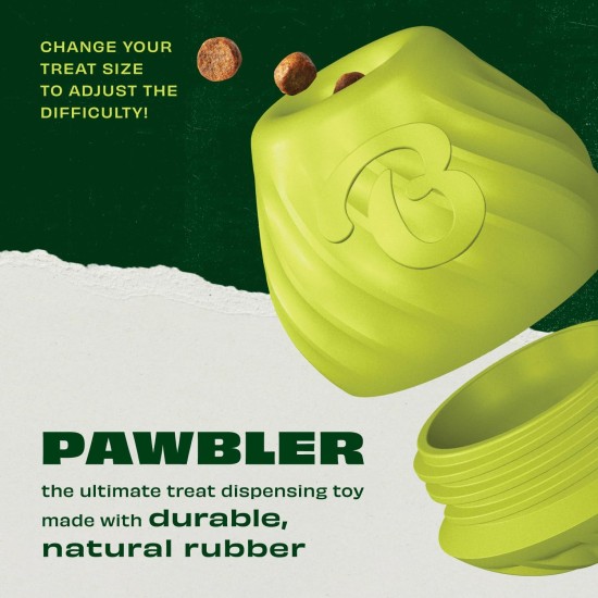 Benebone Pawbler Interactive Natural Rubber Dog Toy with Treat and Dry Food Dispenser - Ideal for Boredom - Medium/Large Benebone Pawbler Interactive Natural Rubber Dog Toy with Treat and Dry Food Dispenser - Ideal for Boredom - Medium/Large