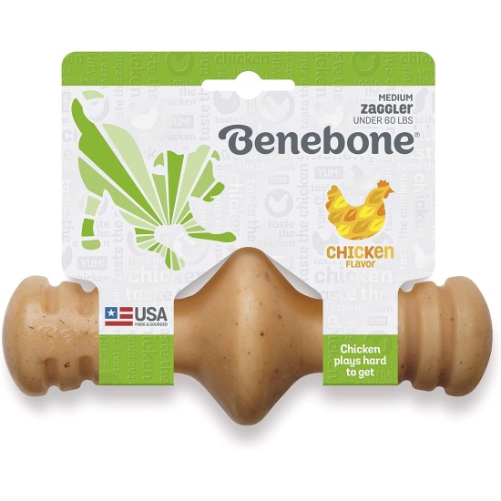 Benebone Zaggler Indestructible Rolling Dog Chew Toy for Aggressive Chewers, Long-Lasting Durable Boredom Breaker for Dogs, Real Chicken Flavour, for Medium Dogs, Made in Benebone Zaggler Indestructible Rolling Dog Chew Toy for Aggressive Chewers, Long-Lasting Durable Boredom Breaker for Dogs, Real Chicken Flavour, for Medium Dogs, Made in